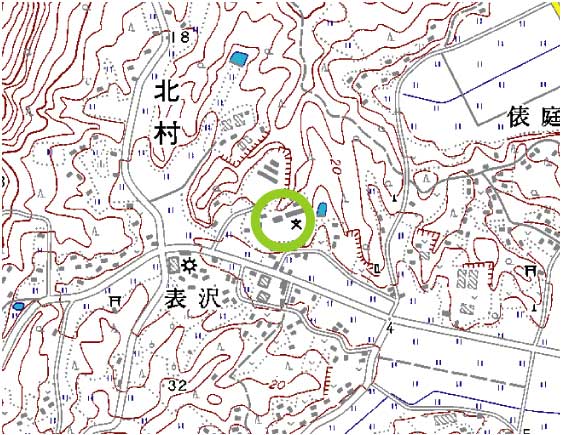 北村小学校の位置を示した地図