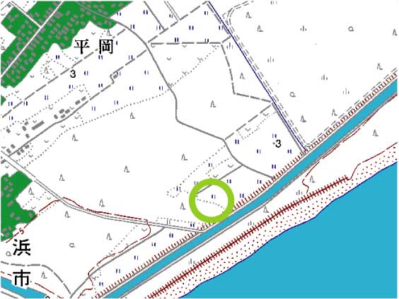 平岡の被害箇所周辺の地図