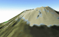 溶岩流計算結果を、視点を移動して表した岩手山の画像