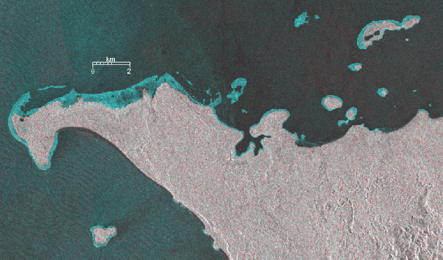 衛星レーダ画像 ニアス島北西部