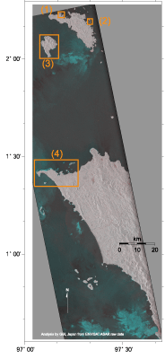 衛星レーダ画像 バニャ諸島、ニアス島