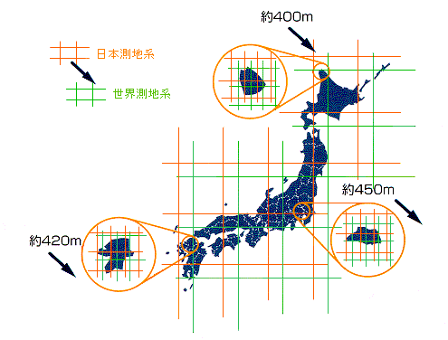 日本測地系と世界測地系の相違点