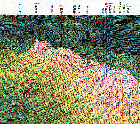 画像：八ケ岳鳥瞰図（部分）