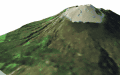 溶岩流計算結果を、視点を固定して表した岩手山の画像
