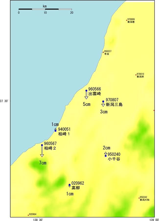 成果改定電子基準点の更新量