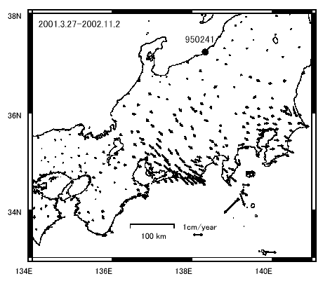 画像：通常の地殻変動と異なる成分