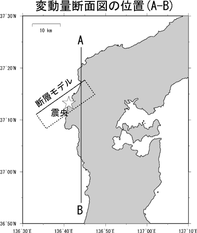 変動量震源図の位置(A-B)