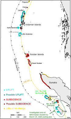image Coastal Changes due to Uplift and Submergence caused by 2004 Indian Ocean Earthquake, in Andaman Islands, Nicobar Islands, Sumatra, and Simeulue island
