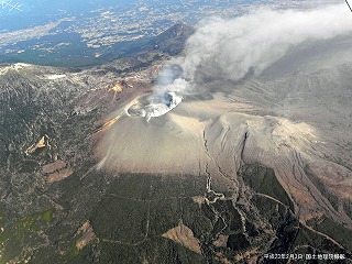 火山灰の降灰状況の画像