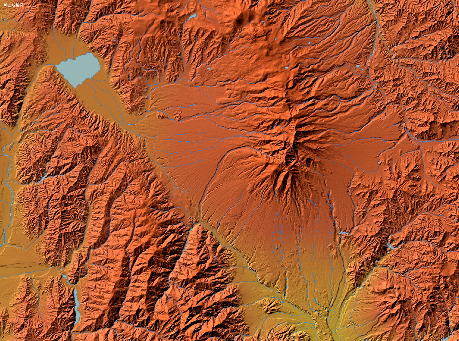 地理院地図色別標高図分水嶺八ヶ岳