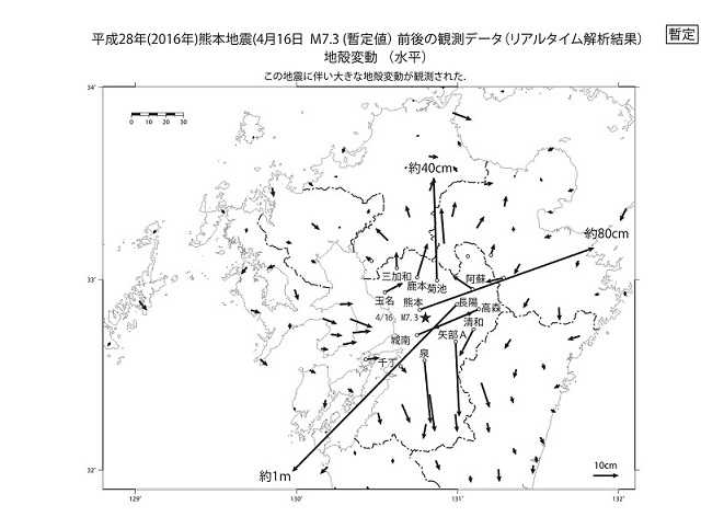 4月16日熊本県熊本地方の地震のリアルタイム解析結果