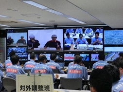 愛知県知事とのTV会議による情報伝達