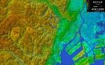 東京都中心部のデジタル標高地形図