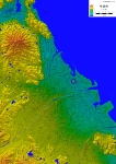 今治市中心部のデジタル標高地形図