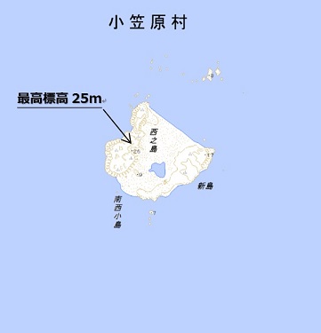 平成3年に更新した西之島の地形図の画像