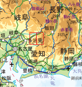 「中津川」「恵那」の位置図に東海地域整備範囲へのリンク付