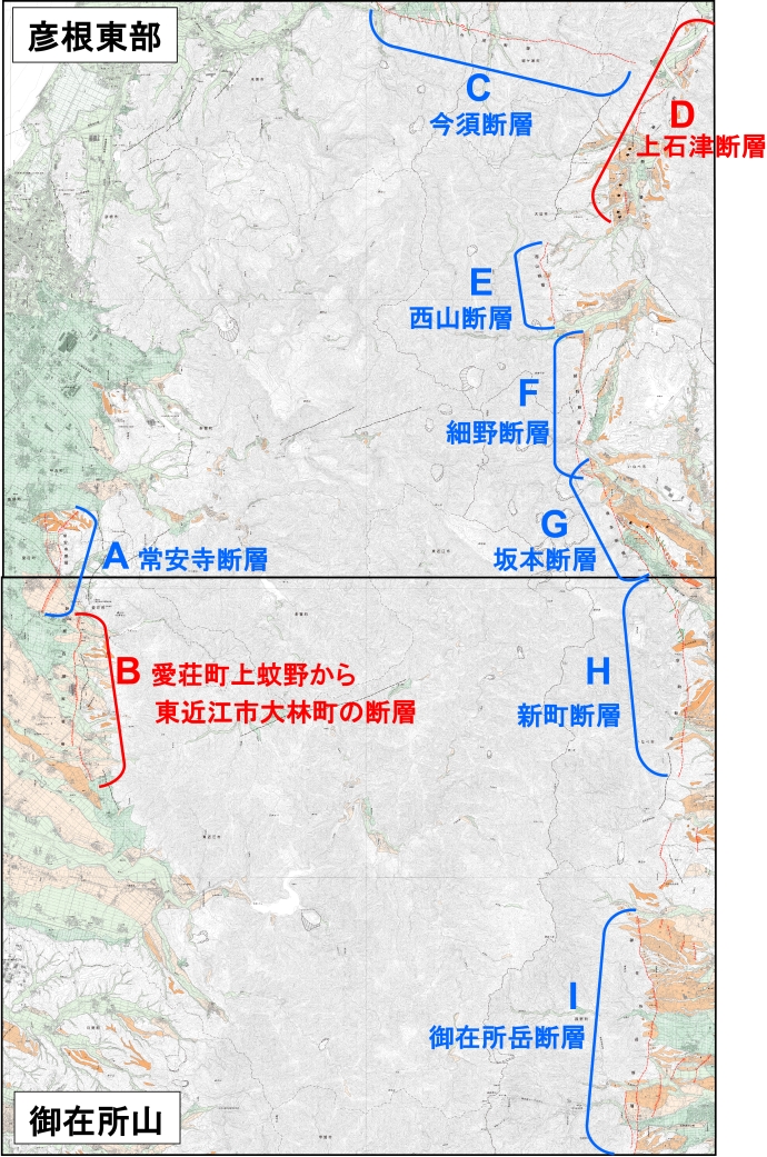 「彦根東部」「御在所山」全体画像に地理院地図へのリンク付