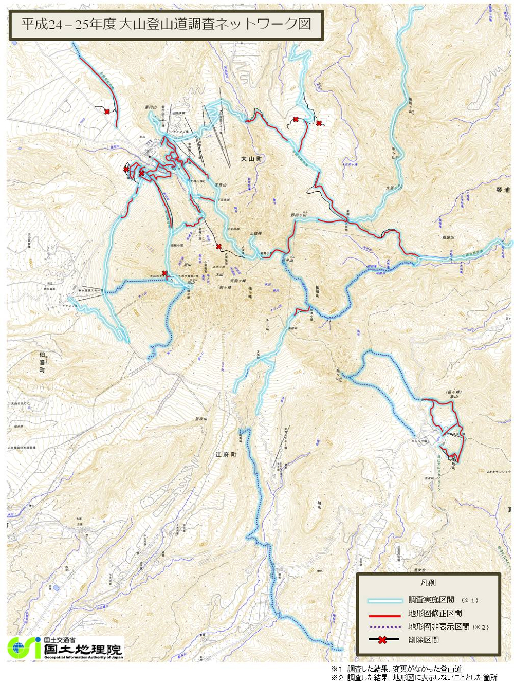 平成24‐25年度登山道調査ネットワーク図