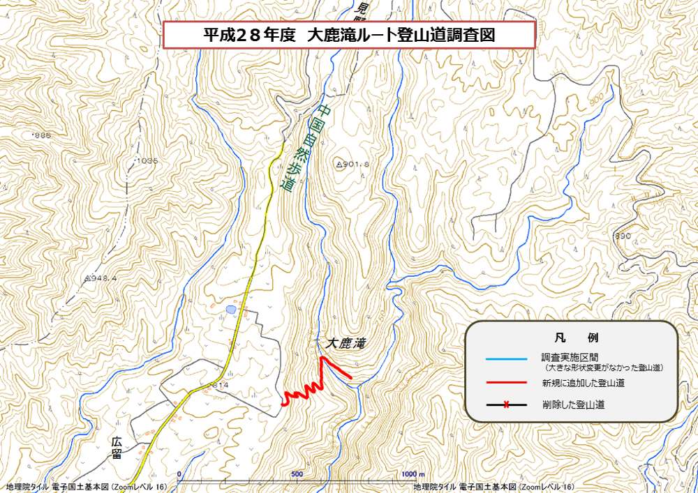 大鹿滝ルート登山道調査図