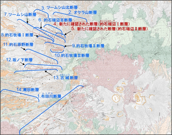 ２万５千分１活断層図「阿蘇」全体図と「地理院地図」へのリンク