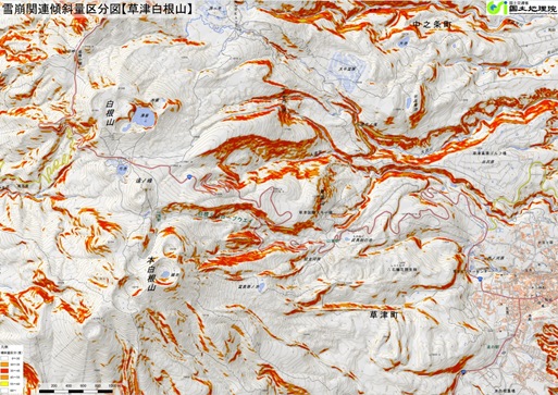 雪崩関連傾斜量区分図の画像