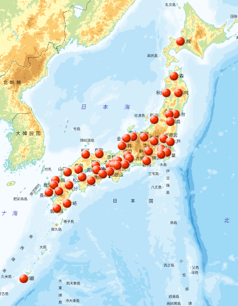 47都道府県データを地理院地図に表示した例