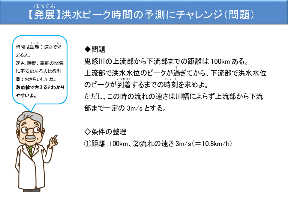 発展洪水ピーク時間の予測にチャレンジ（問題）