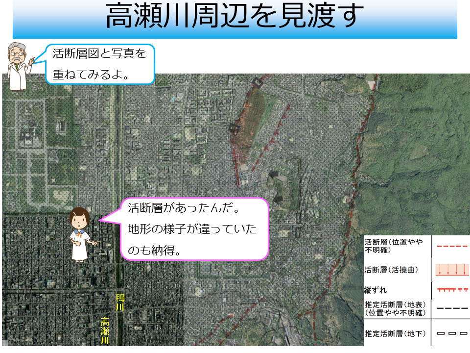高瀬川東部の断層