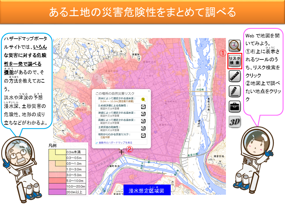 ある土地の災害危険性をまとめて調べる