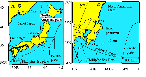 Tectonic map in and around the Boso peninsula, central Japan