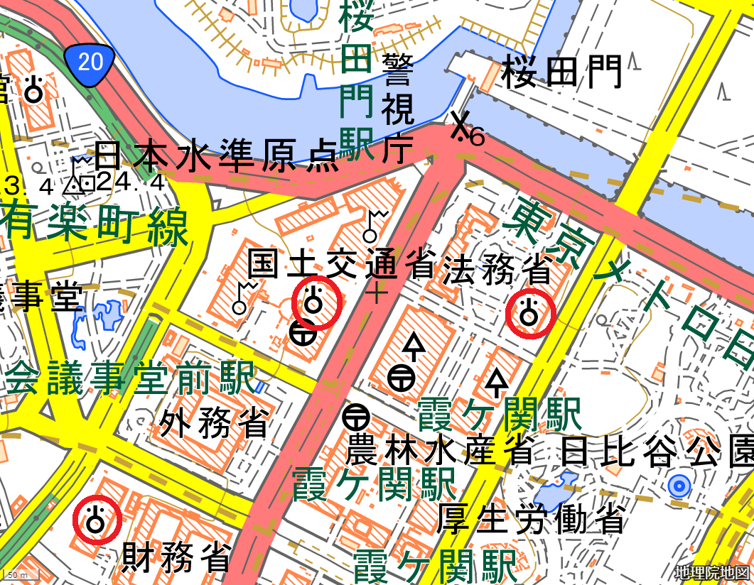 東京都大手町市付近の地理院地図