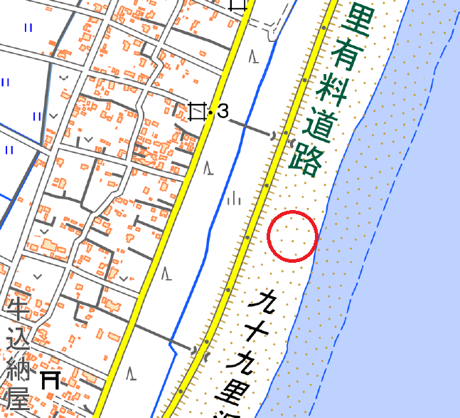 千葉県白子町付近の地理院地図
